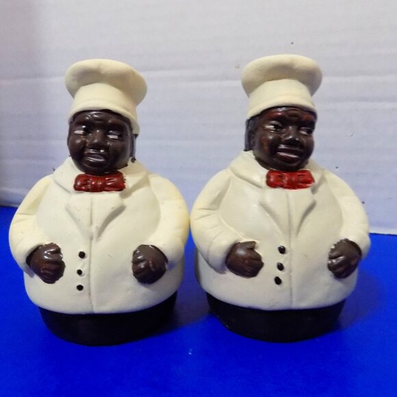 Vintage 1998 Black Americana Baker Cook Chef Salt and Pepper Shakers
